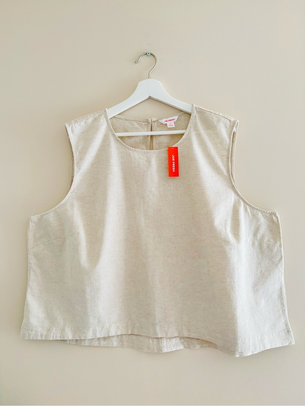 NWT Women’s Sleeveless Tank Top Plus Size 2X Natural/Oatmeal Cotton/Linen Blend
